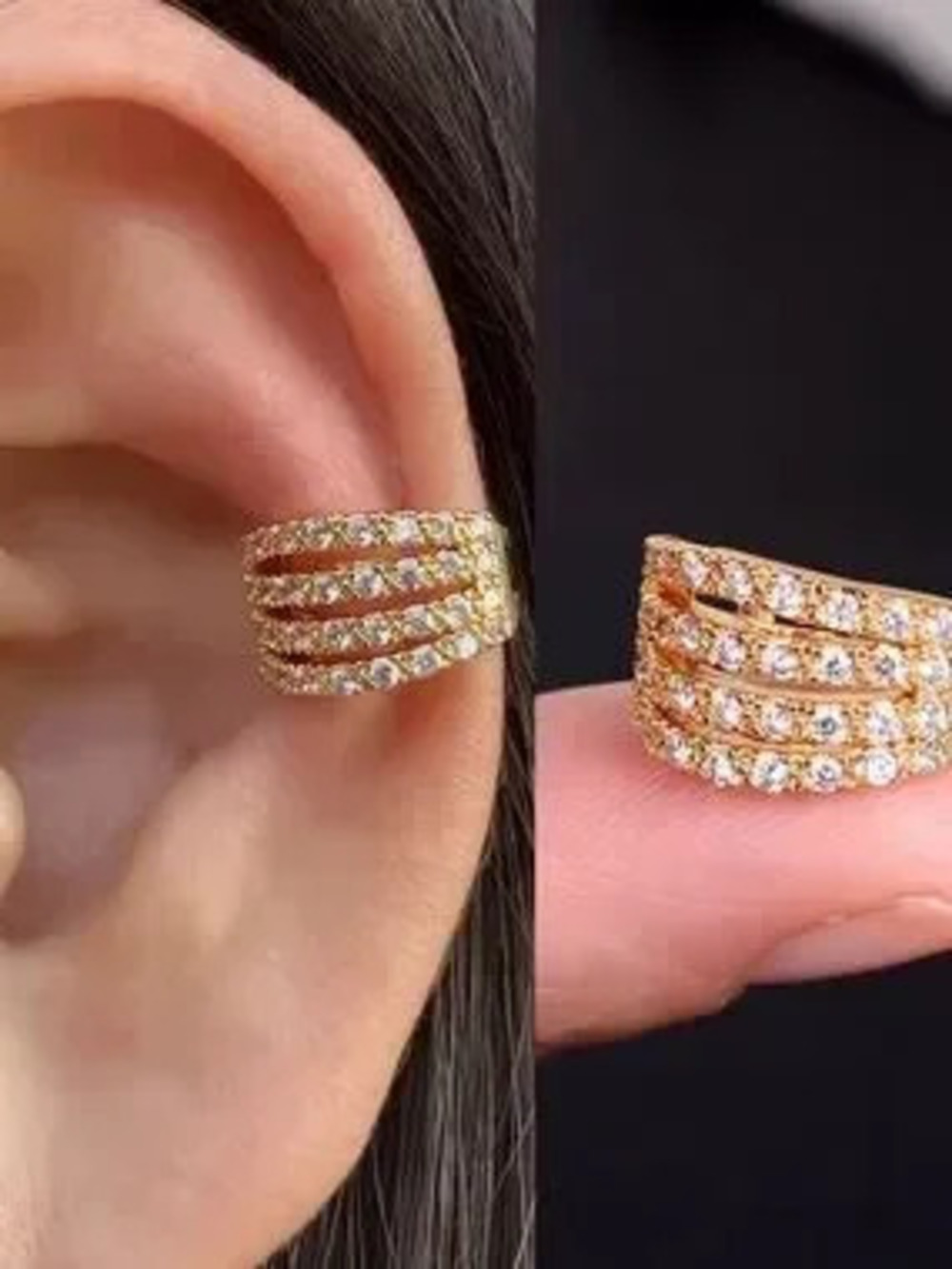 Gold Crystal Ear Cuff - Women Jewelry